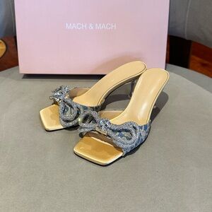 MACH & MACH Crystal Denim Heels